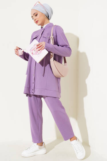 Boydan Çıtçıtlı İkili Takım Lila - İkili Takım
