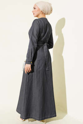 Boydan Dikiş Detaylı Kot Elbise Kot - Elbise