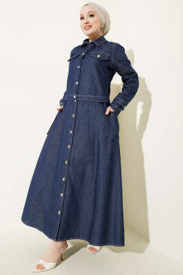 Boydan Düğmeli Ceketli Kot Jile Takım Kot Mavisi - FİXAY