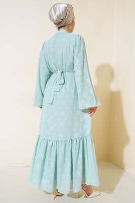 Boydan Düğmeli Elbise Su Yeşili - Thumbnail