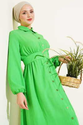 Boydan Düğmeli Gömlek Yaka Elbise Benetton - Elbise