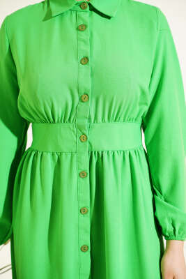 Boydan Düğmeli Gömlek Yaka Elbise Benetton - Elbise