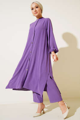 Boydan Düğmeli İkili Takım Lila - HBS