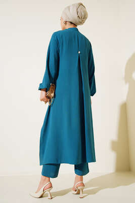 Boydan Düğmeli İkili Takım Petrol - İKİLİ TAKIM