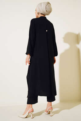 Boydan Düğmeli İkili Takım Siyah - İKİLİ TAKIM