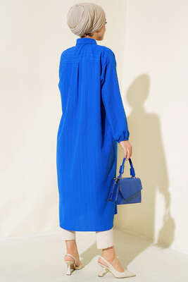 Boydan Düğmeli Uzun Tunik Saks - 300-500 TL Ürünler