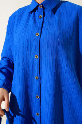 Boydan Düğmeli Uzun Tunik Saks - 300-500 TL Ürünler