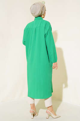 Boydan Düğmeli Uzun Tunik Yeşil - 300-500 TL Ürünler