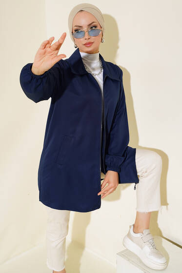 Boydan Fermuarlı Ceket Lacivert - Ceket