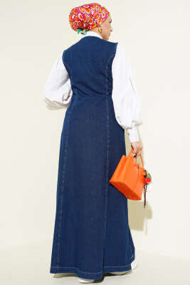 Boydan Fermuarlı Kot Jile Mavi - Elbise