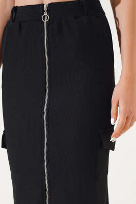 Boydan Fermuarlı Midi Etek Siyah - Kadın Giyim Modelleri