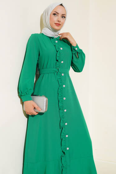 Boydan Fırfırlı Elbise Benetton - Elbise