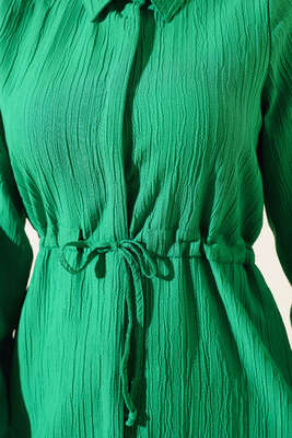 Boydan Gizli Düğmeli Tunik Yeşil - Thumbnail
