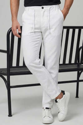 Boyfriend Jogger Erkek Pantolon Beyaz 