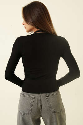 Boyun Askı Detaylı Bluz Siyah - Kadın Giyim Modelleri