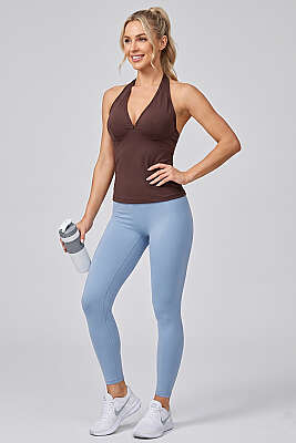 Boyundan Geçirmeli Spor Bluz Kahve - Sporcu Sütyeni 