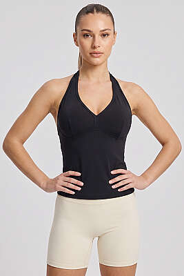 Boyundan Geçirmeli Spor Bluz Siyah 