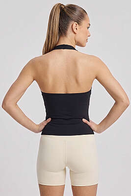 Boyundan Geçirmeli Spor Bluz Siyah - Sporcu Sütyeni 