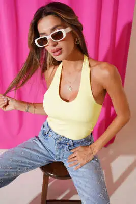 Boyundan Geçmeli Crop Sarı 