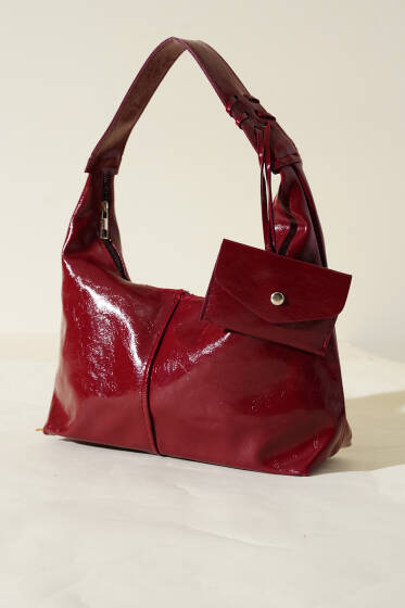 Bozuk Para Cüzdanlı Rugan Çanta Bordo - Kol Çantası