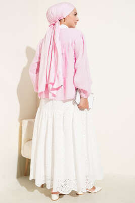 Brit Düğme Detaylı Bluz Pembe - 300-500 TL Ürünler