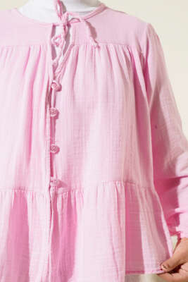 Brit Düğme Detaylı Bluz Pembe - 300-500 TL Ürünler