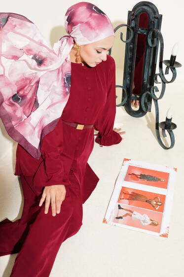 Brit Düğmeli Bilek Tünelli İkili Takım Bordo - İkili Takım