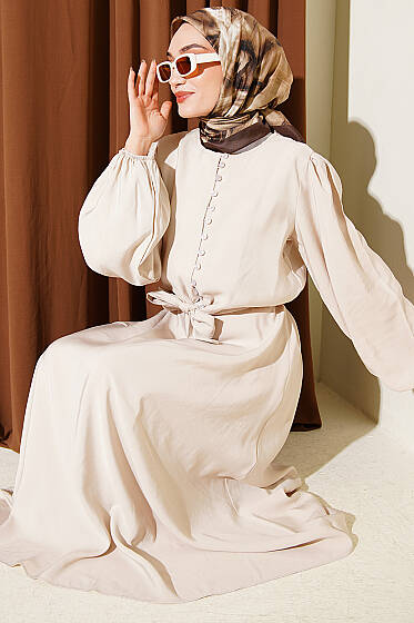 Brit Düğmeli Bluzlu Etekli Modal İkili Takım Taş - İkili Takım