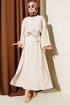 Brit Düğmeli Bluzlu Etekli Modal İkili Takım Taş - İkili Takım