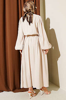 Brit Düğmeli Bluzlu Etekli Modal İkili Takım Taş - İkili Takım