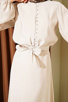 Brit Düğmeli Bluzlu Etekli Modal İkili Takım Taş - İkili Takım