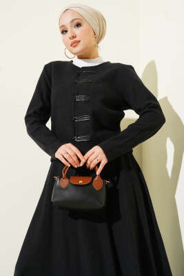 Brit Düğmeli Fitilli Kaşe Etekli İkili Takım Antrasit - İkili Takım