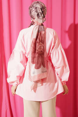 Brit Düğmeli Hakim Yaka Poplin Gömlek Pembe - Gömlek