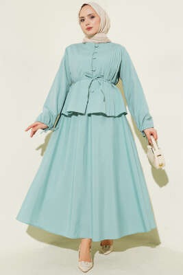 Brit Düğmeli İkili Etek Takımı Mint 