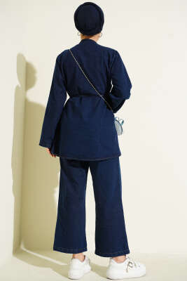 Brit Düğmeli Kot İkili Takım Lacivert - İkili Takım