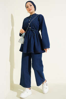 Brit Düğmeli Kot İkili Takım Lacivert - TEGOE