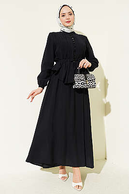 Brit Düğmeli Nervürlü Etekli Takım Siyah - ASME