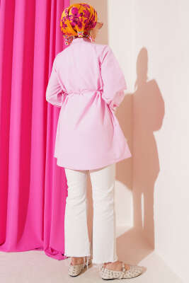 Brit Düğmeli Nervürlü Tunik Pembe - 500-700 TL Ürünler