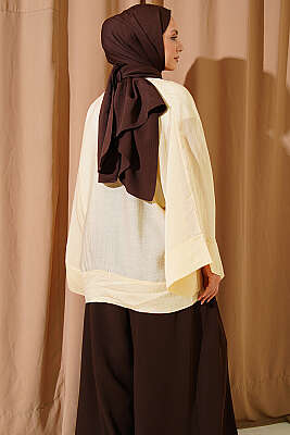 Brit Düğmeli Oversize Kimono Sarı - Dış Giyim&Mont