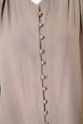 Brit Düğmeli V Yaka Gömlek Vizon - Gömlek