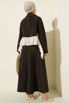 Brode Detaylı Paraşüt Etekli İkili Takım Acı Kahve - İkili Takım