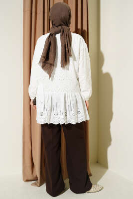 Brode İşlemeli Tunik Beyaz - Tunik