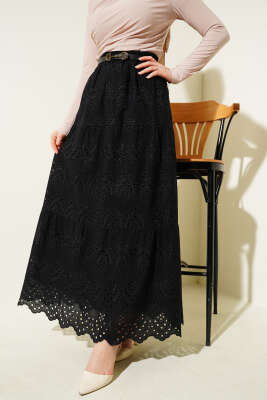 Brodeli Kat Kat Etek Siyah 