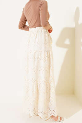 Brodeli Kat Kat Etek Taş - Uzun Etek