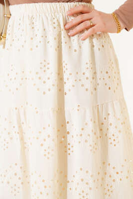 Brodeli Kat Kat Etek Taş - Uzun Etek