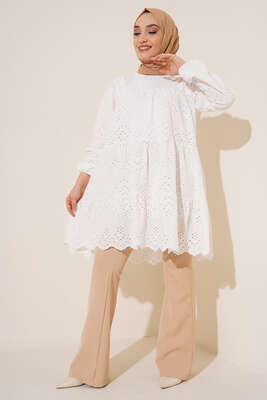 Brodeli Tunik Ekru - Tunik