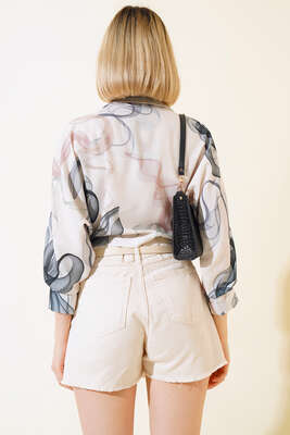 Bronşlu Önden Bağlamalı Bluz Füme - Kadın Giyim Modelleri