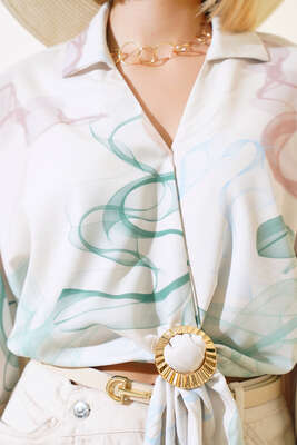 Bronşlu Önden Bağlamalı Bluz Yeşil - Kadın Giyim Modelleri