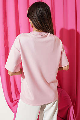 Brooklyn Baskılı Loyşa T-shirt Pembe - Kadın Giyim Modelleri