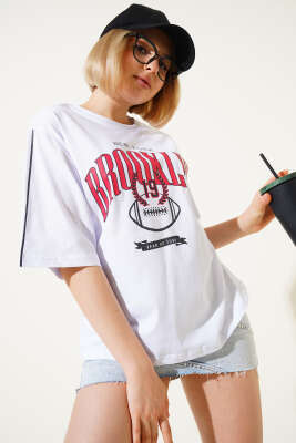 Brooklyn Baskılı T-shirt Beyaz 